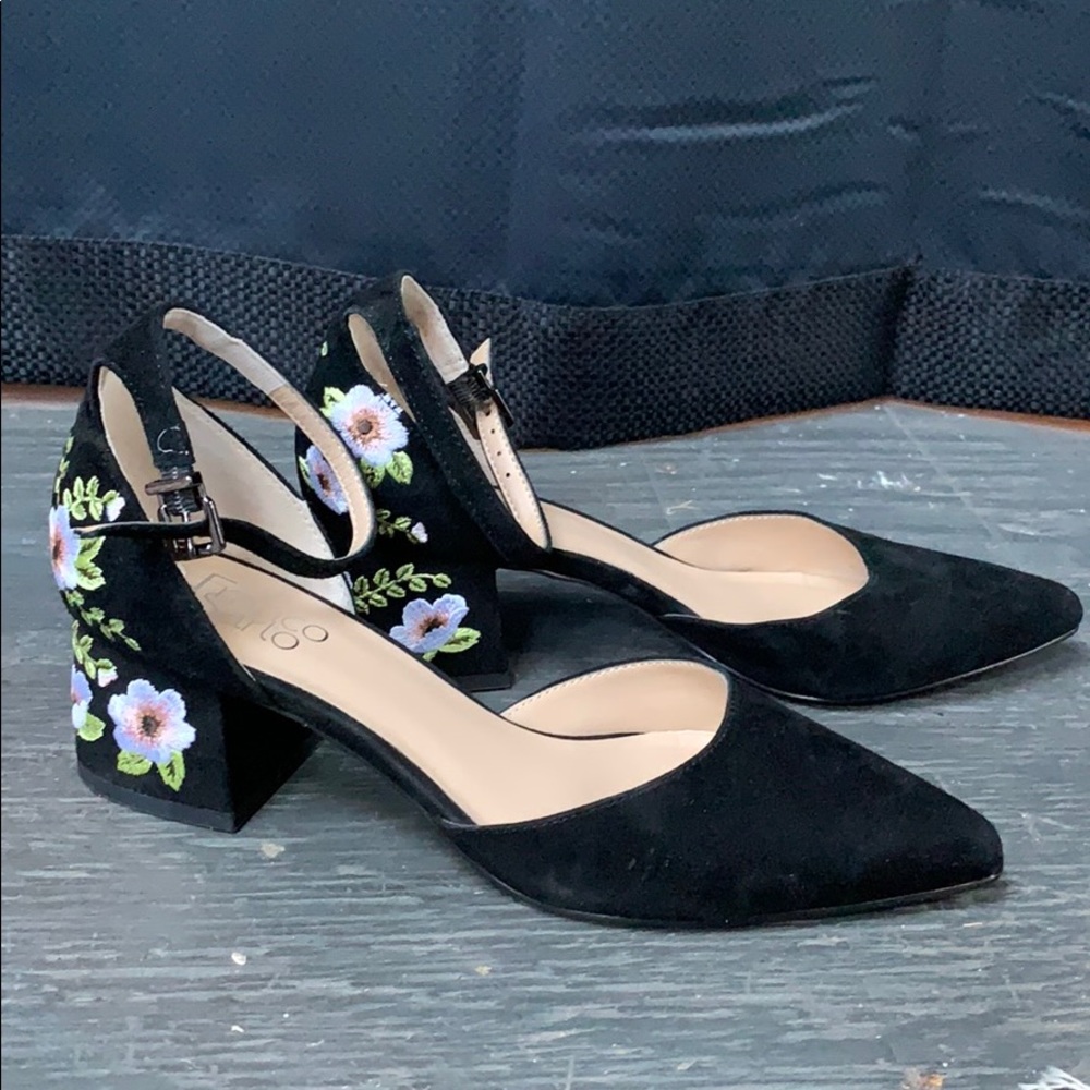 Franco Sarto pointy toe ankle strap low heels